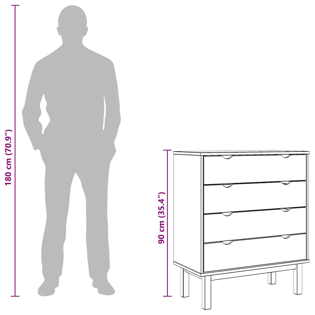 Schubladenschrank OTTA Braun&Grau 76,5x39,5x90 cm Massivholz