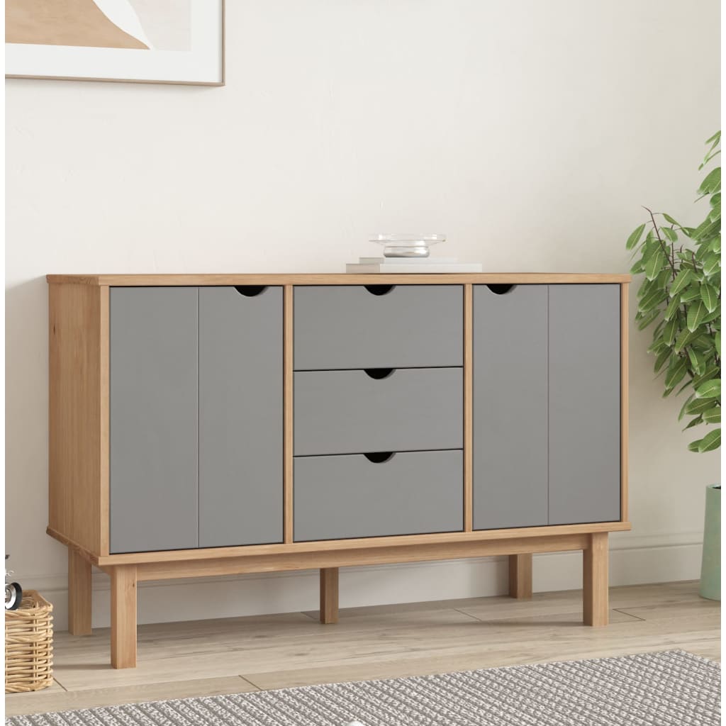 Sideboard OTTA Braun&Grau 113,5x43x73 cm Massivholz Kiefer