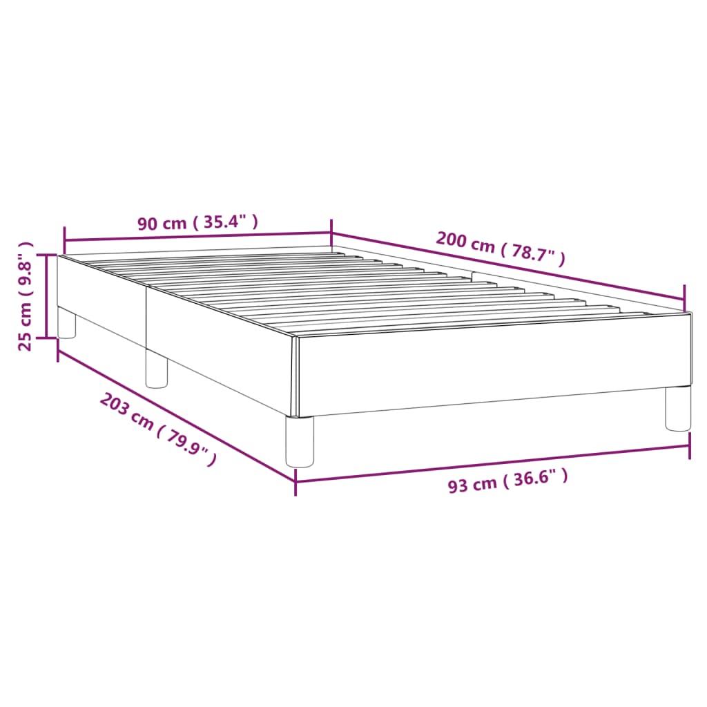 Bettgestell ohne Matratze Dunkelbraun 90x200 cm Stoff