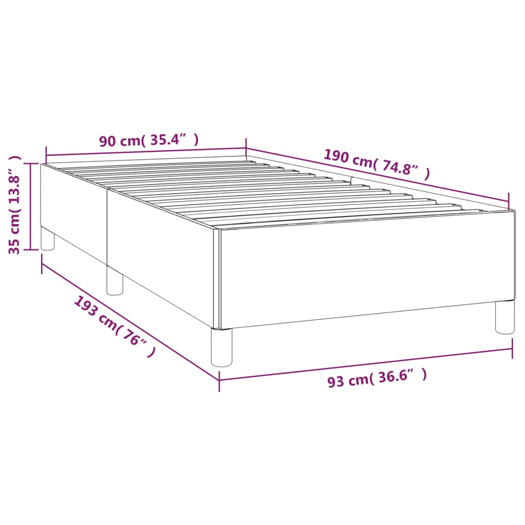 Bettgestell ohne Matratze Dunkelgrau 90x190 cm Einzelstoff