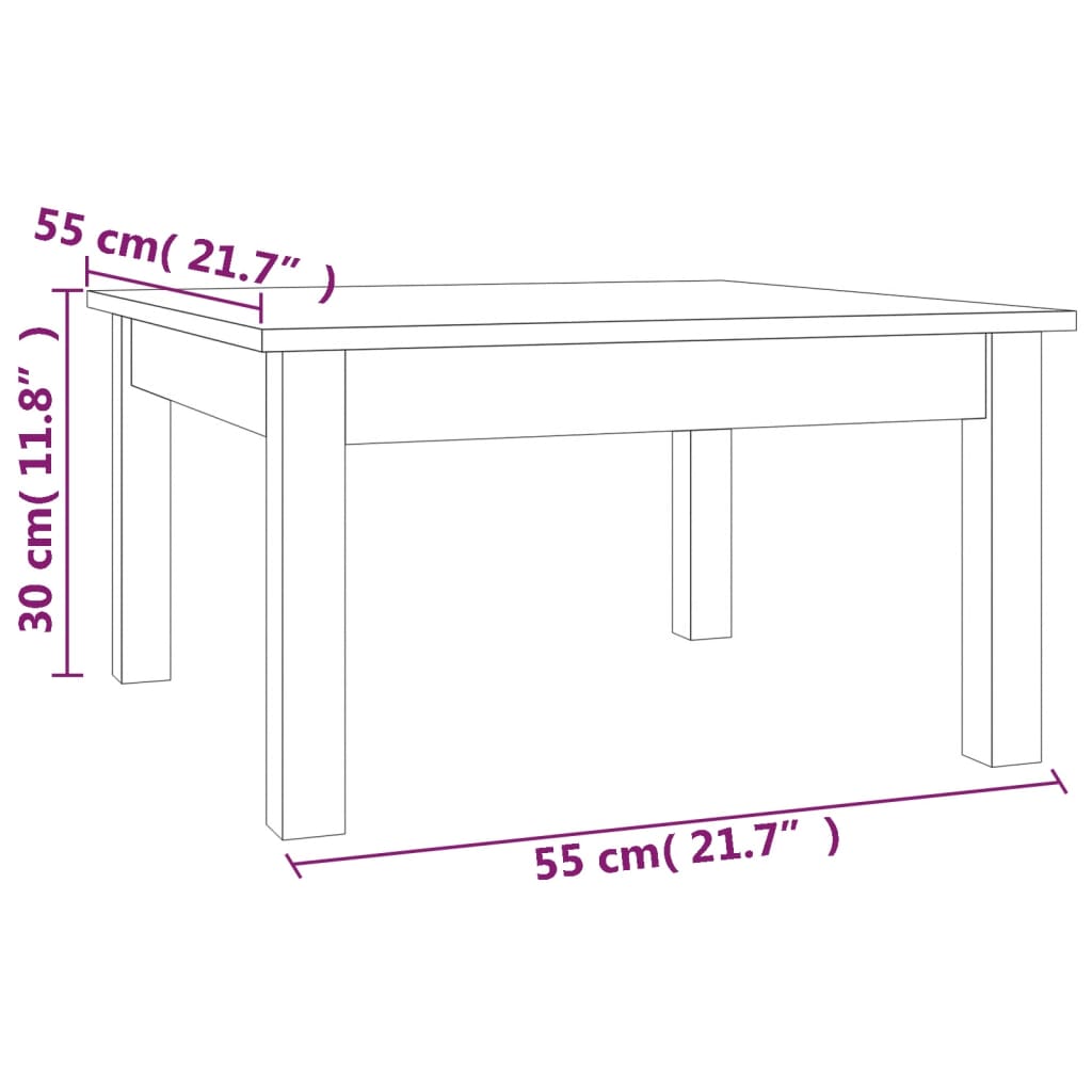 Couchtisch Weiß 55x55x30 cm Massivholz Kiefer