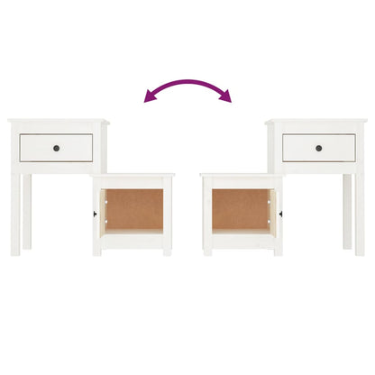 Nachttische 2 Stk. Weiß 79,5x38x65,5 cm Massivholz Kiefer