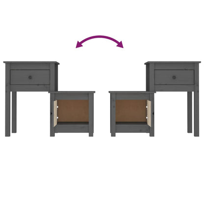 Nachttische 2 Stk. Grau 79,5x38x65,5 cm Massivholz Kiefer