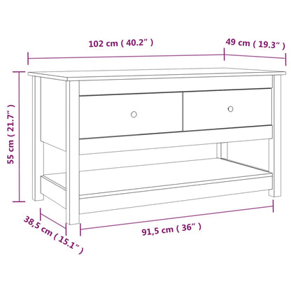 Couchtisch Schwarz 102x49x55 cm Massivholz Kiefer