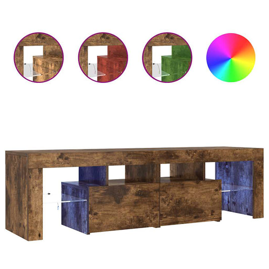 TV-Schrank mit LED-Leuchten Räuchereiche 140x36,5x40 cm