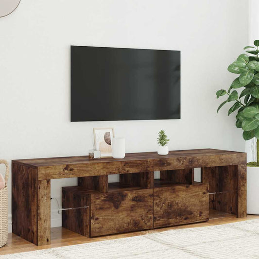 TV-Schrank mit LED-Leuchten Räuchereiche 140x36,5x40 cm