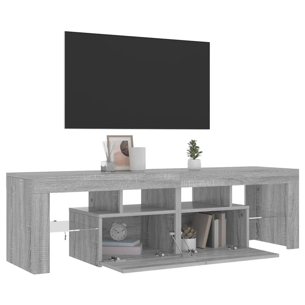 TV-Schrank mit LED-Leuchten Grau Sonoma 140x36,5x40 cm