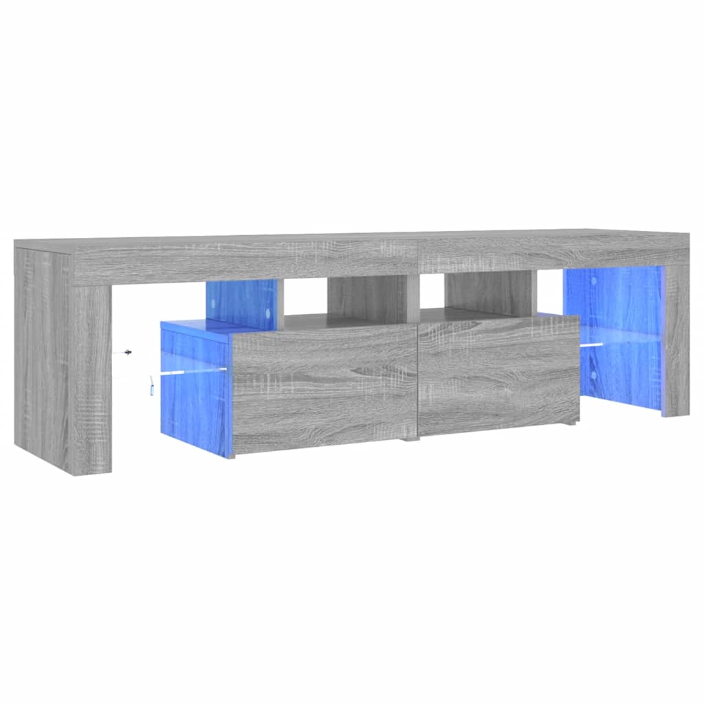 TV-Schrank mit LED-Leuchten Grau Sonoma 140x36,5x40 cm