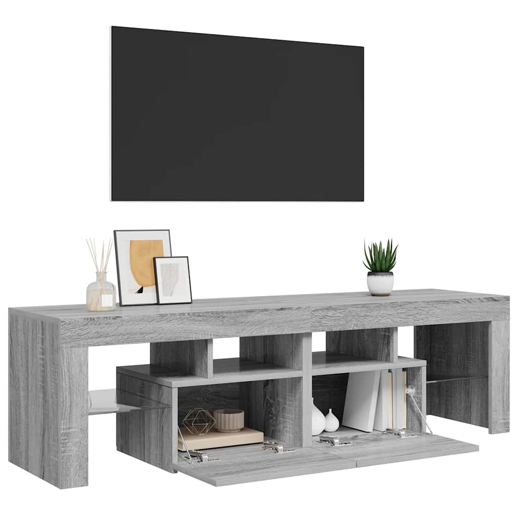 TV-Schrank mit LED-Leuchten Grau Sonoma 140x36,5x40 cm