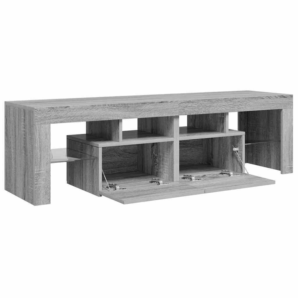 TV-Schrank mit LED-Leuchten Grau Sonoma 140x36,5x40 cm