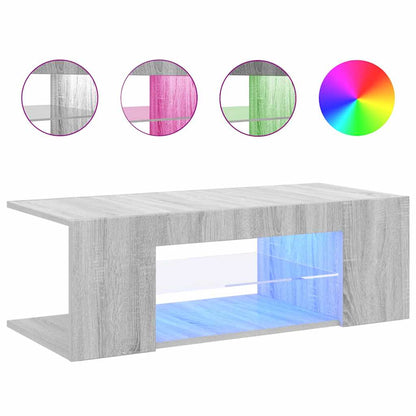 TV-Schrank mit LED-Leuchten Grau Sonoma 90x39x30 cm