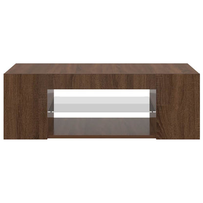 TV-Schrank mit LED-Leuchten Braun Eichen-Optik 90x39x30 cm