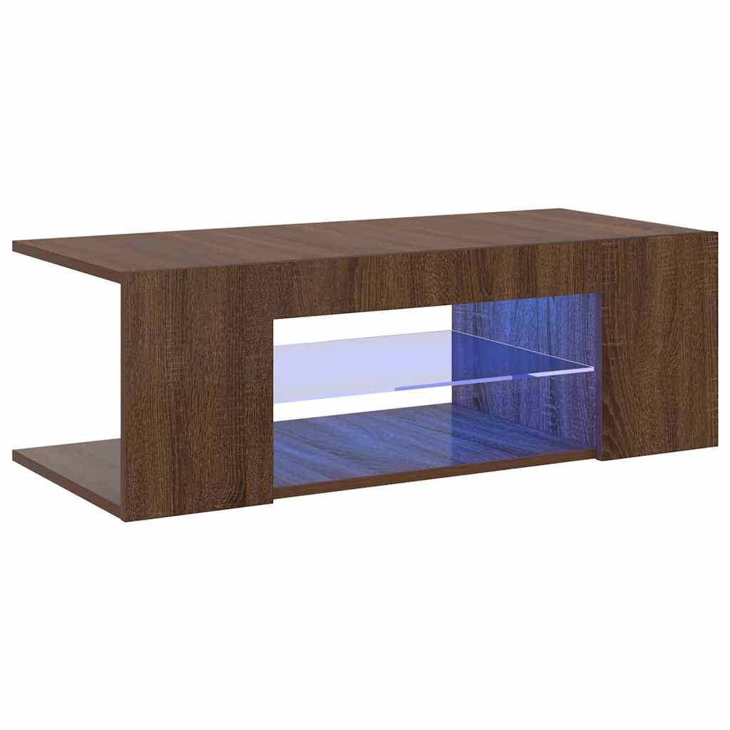 TV-Schrank mit LED-Leuchten Braun Eichen-Optik 90x39x30 cm