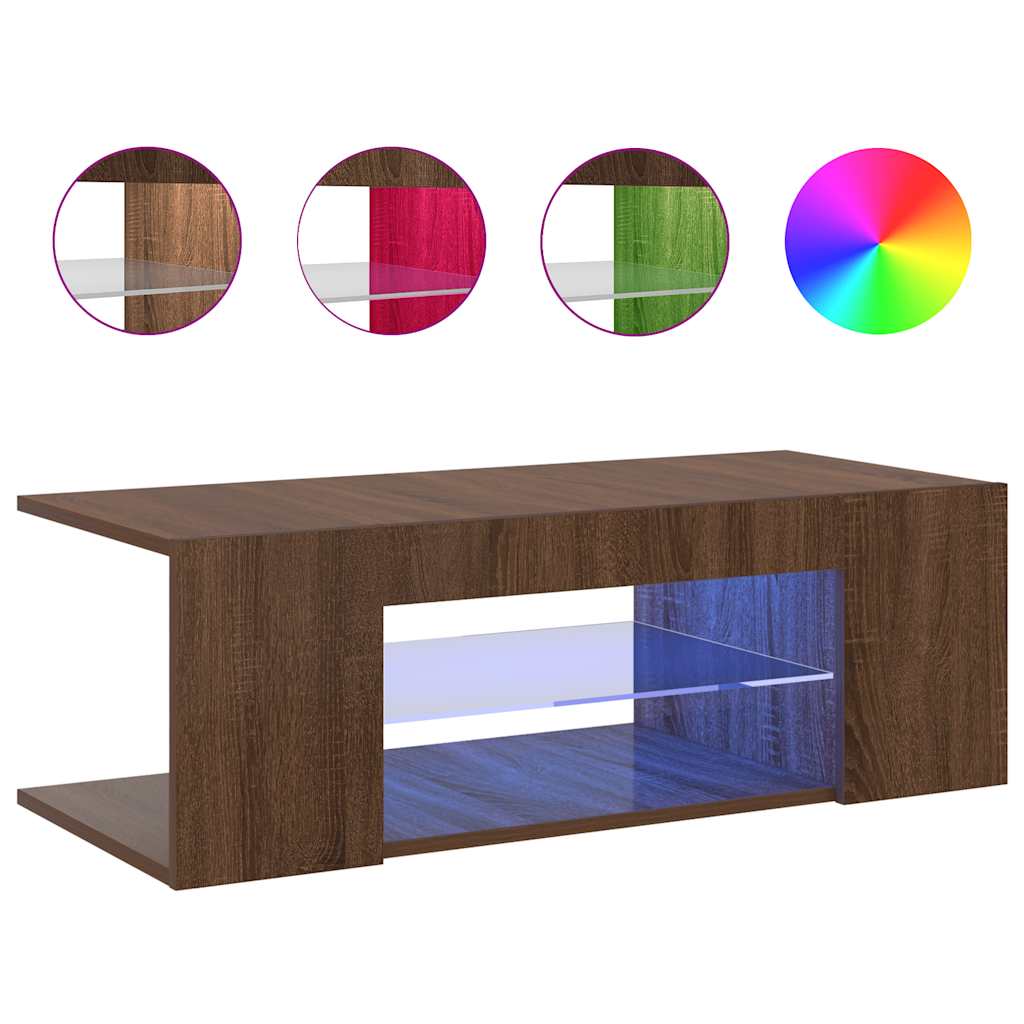 TV-Schrank mit LED-Leuchten Braun Eichen-Optik 90x39x30 cm