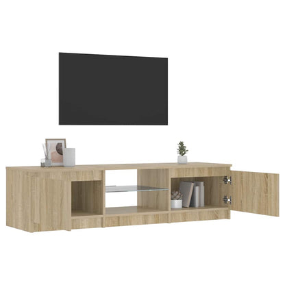 TV-Schrank mit LED-Leuchten Räuchereiche 140x40x36 cm