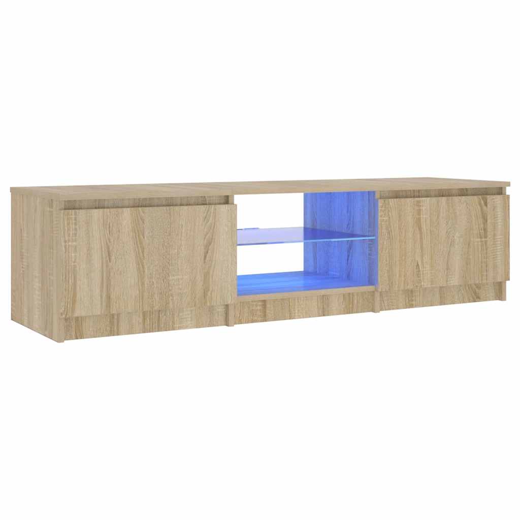TV-Schrank mit LED-Leuchten Räuchereiche 140x40x36 cm