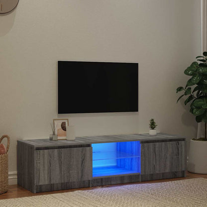 TV-Schrank mit LED-Leuchten Grau Sonoma 140x40x36 cm