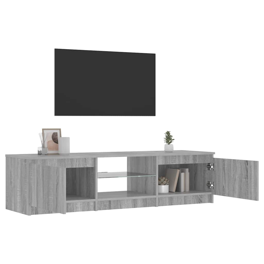 TV-Schrank mit LED-Leuchten Grau Sonoma 140x40x36 cm