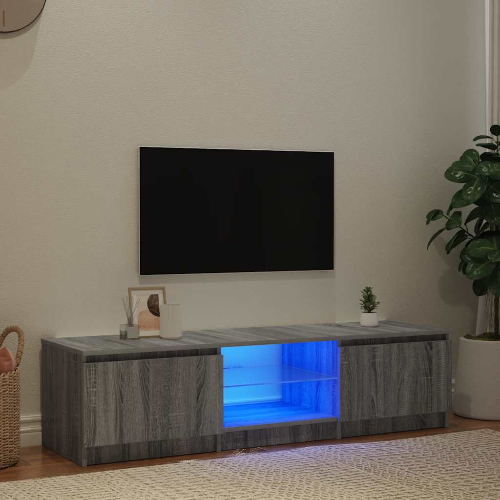 TV-Schrank mit LED-Leuchten Grau Sonoma 140x40x36 cm