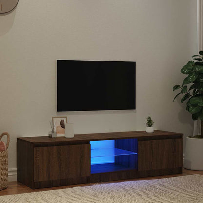 TV-Schrank mit LED-Leuchten Braun Eichen-Optik 140x40x36 cm