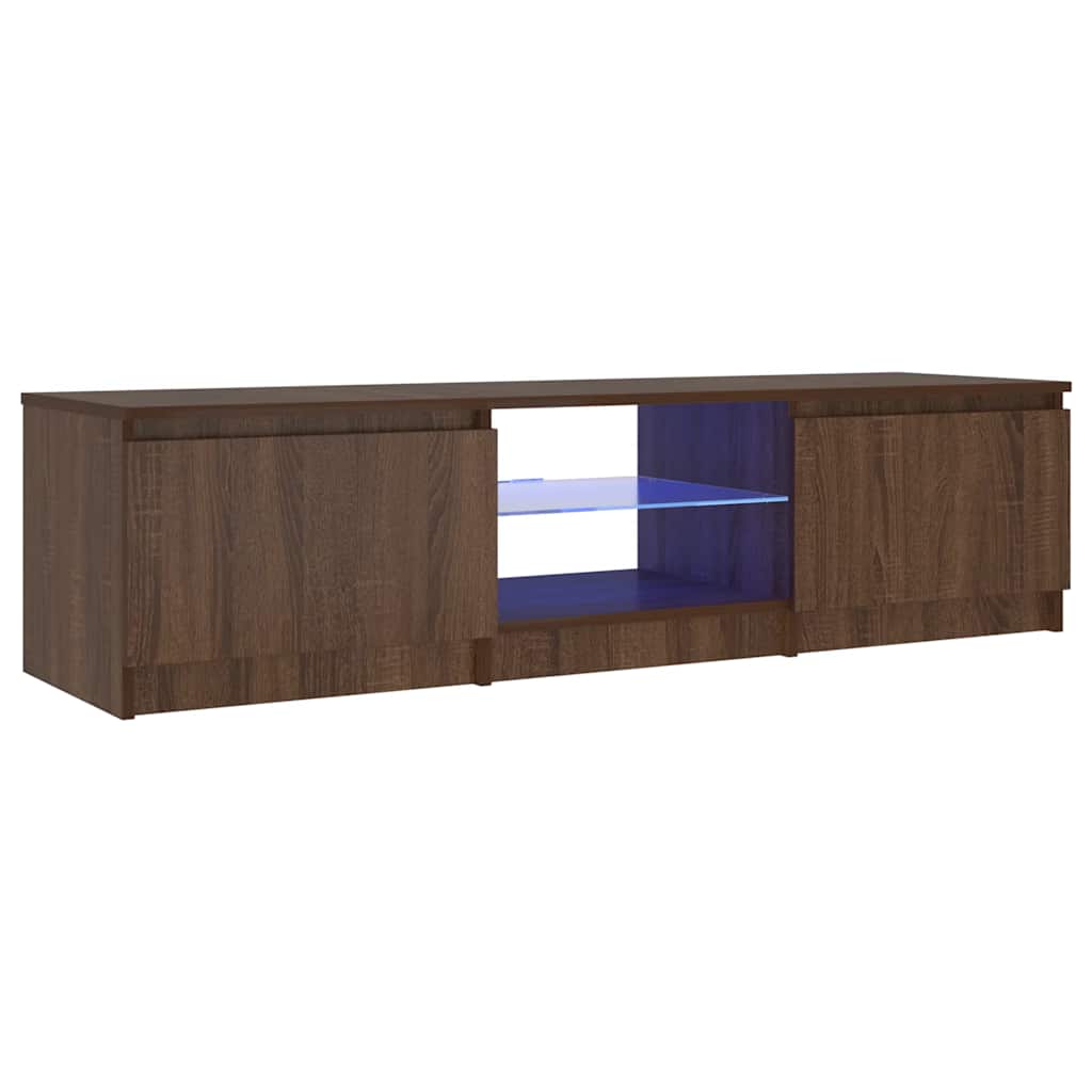 TV-Schrank mit LED-Leuchten Braun Eichen-Optik 140x40x36 cm