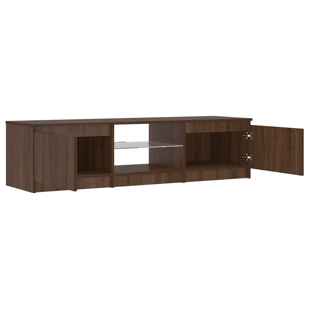 TV-Schrank mit LED-Leuchten Braun Eichen-Optik 140x40x36 cm