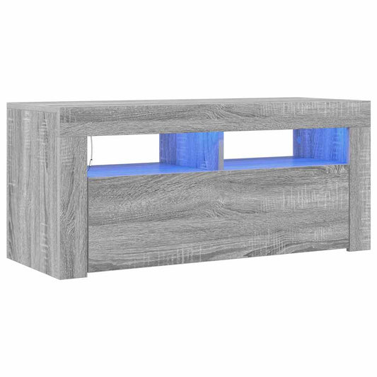 TV-Schrank mit LED-Leuchten Grau Sonoma 90x35x40 cm