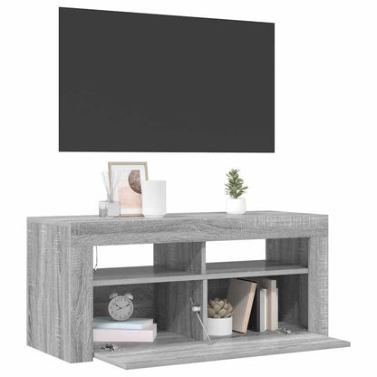 TV-Schrank mit LED-Leuchten Grau Sonoma 90x35x40 cm