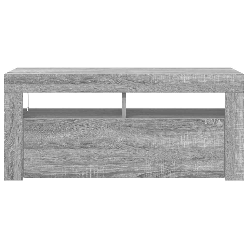 TV-Schrank mit LED-Leuchten Grau Sonoma 90x35x40 cm
