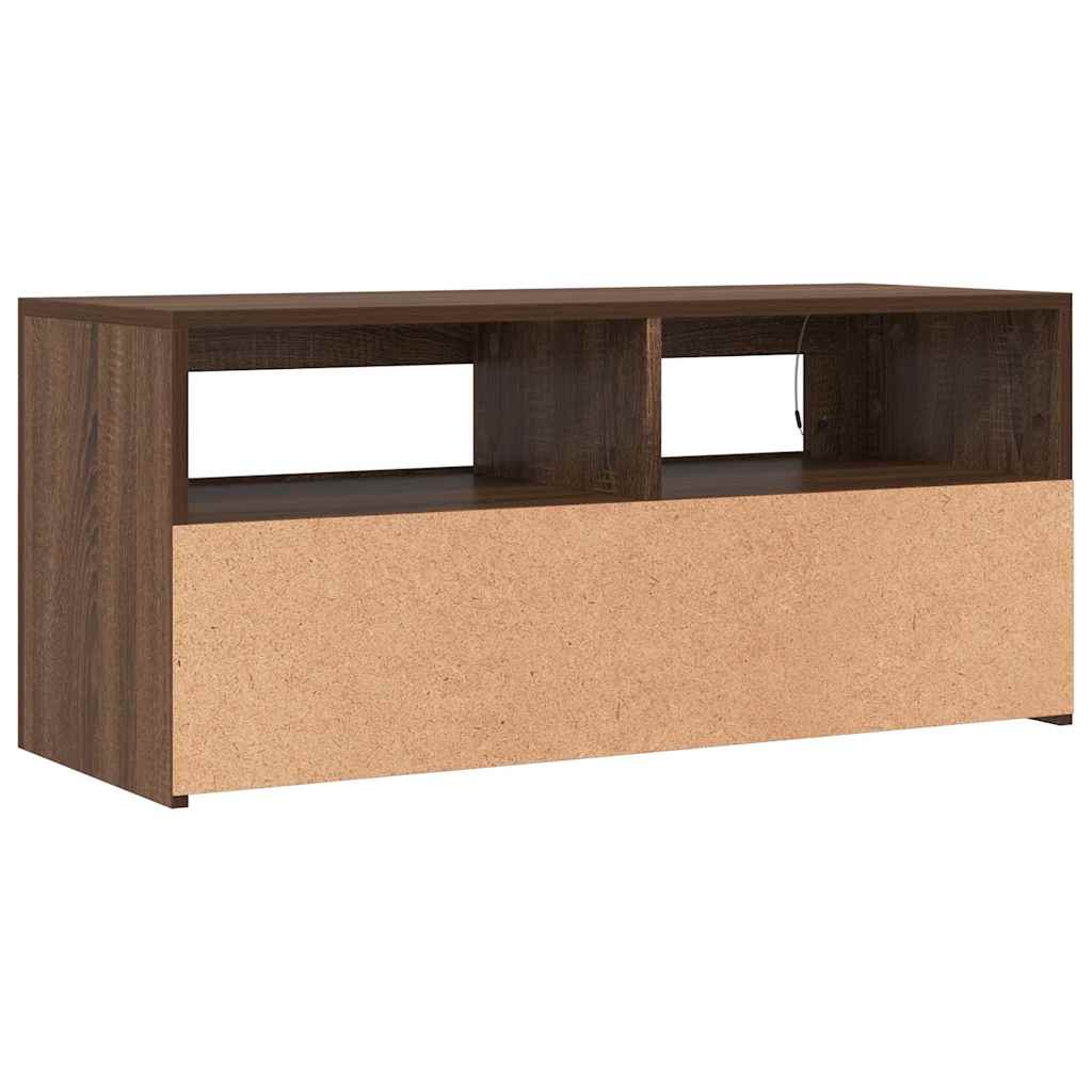 TV-Schrank mit LED-Leuchten Braun Eichen-Optik 90x35x40 cm