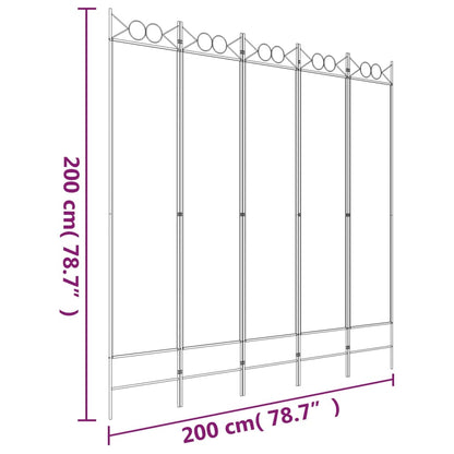 5-tlg. Paravent Anthrazit 200x200 cm Stoff