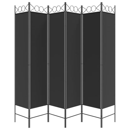 6-tlg. Paravent Schwarz 240x200 cm Stoff