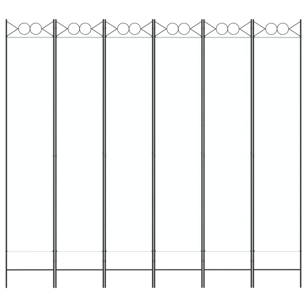 6-tlg. Paravent Weiß 240x220 cm Stoff