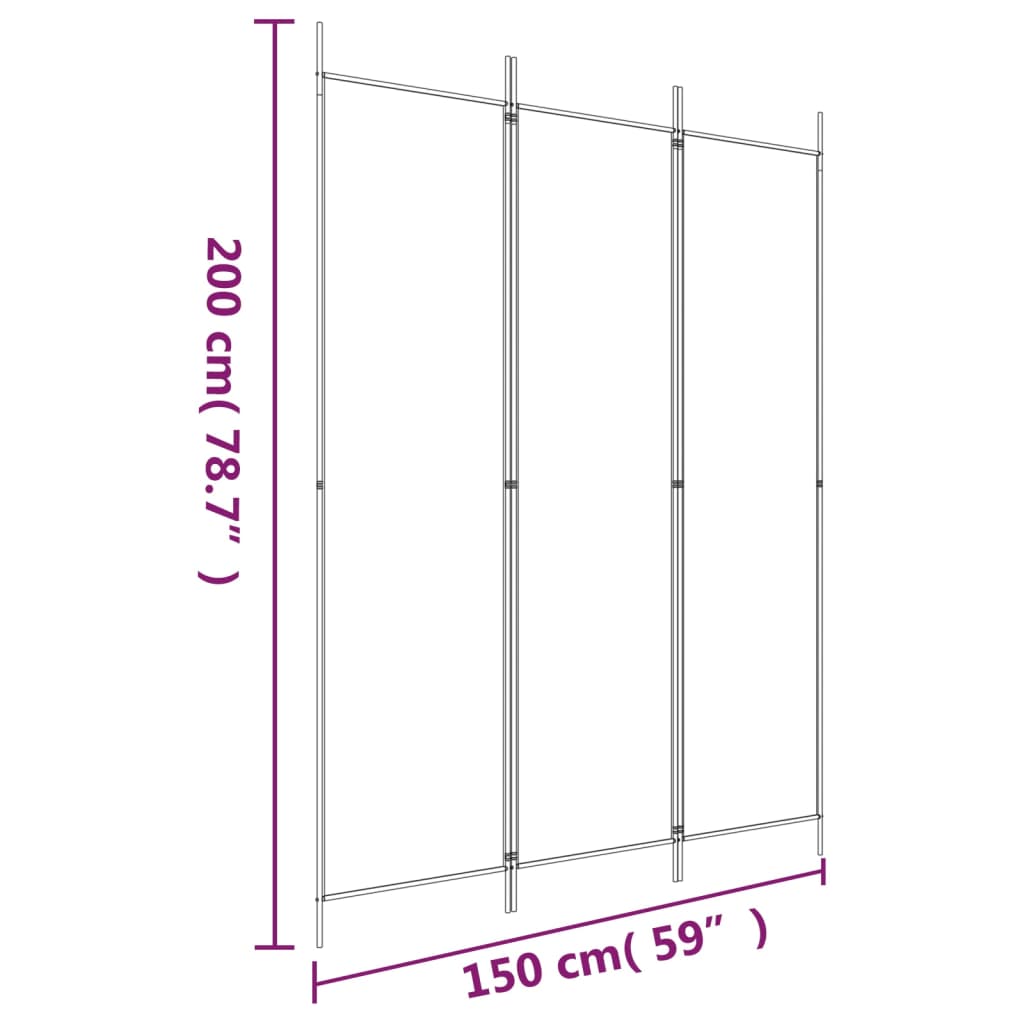 vidaXL 3-tlg. Paravent Braun 150x200 cm Stoff