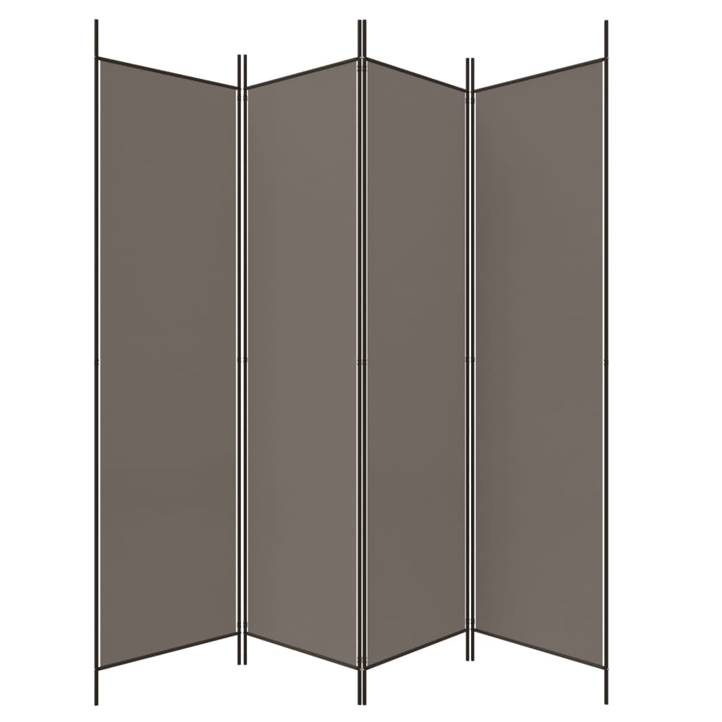 4-tlg. Paravent Anthrazit 200x200 cm Stoff