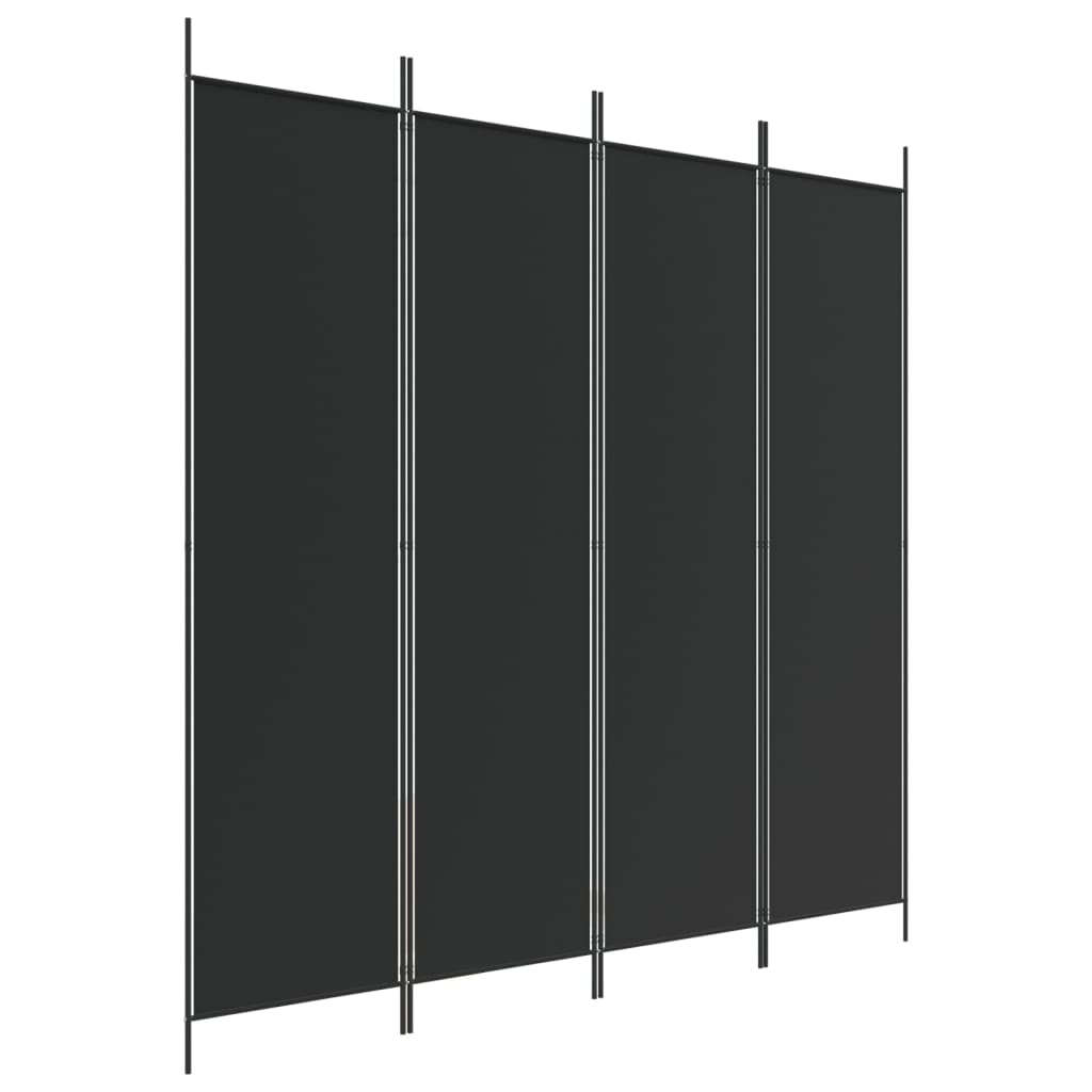 4-tlg. Paravent Schwarz 200x200 cm Stoff