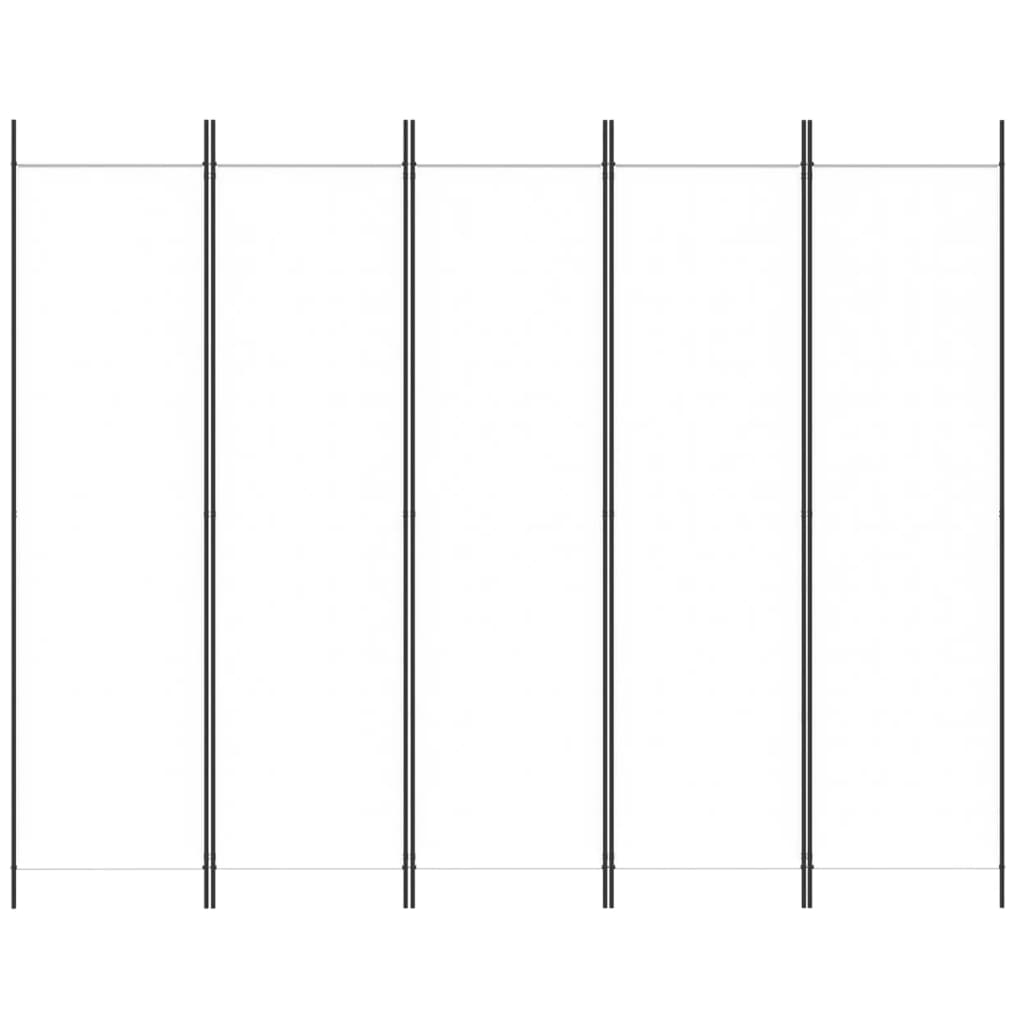 5-tlg. Paravent Weiß 250x200 cm Stoff