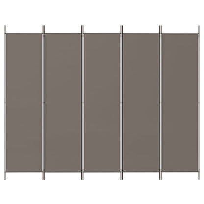5-tlg. Paravent Anthrazit 250x200 cm Stoff
