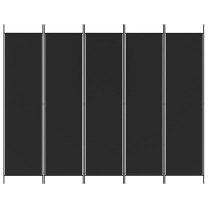 5-tlg. Paravent Schwarz 250x200 cm Stoff
