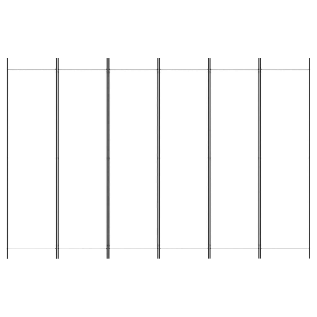 6-tlg. Paravent Weiß 300x200 cm Stoff