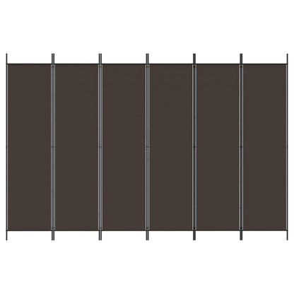 6-tlg. Paravent Braun 300x200 cm Stoff