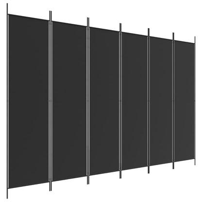 6-tlg. Paravent Schwarz 300x200 cm Stoff
