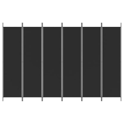 6-tlg. Paravent Schwarz 300x200 cm Stoff