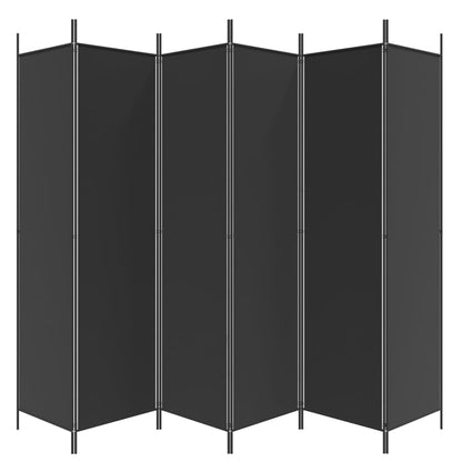6-tlg. Paravent Schwarz 300x200 cm Stoff