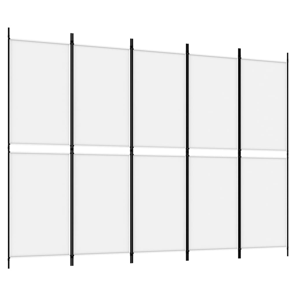 5-tlg. Paravent Weiß 250x180 cm Stoff