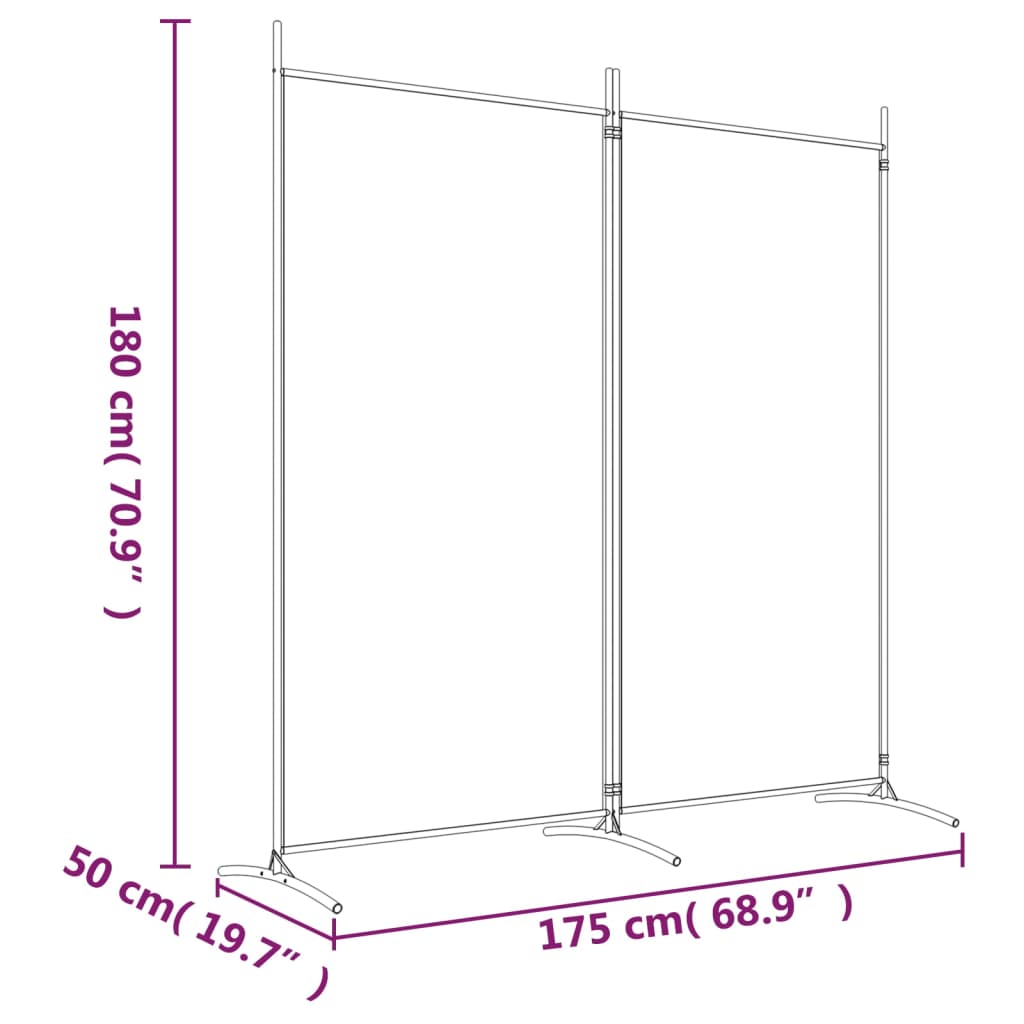 2-tlg. Paravent Anthrazit 175x180 cm Stoff