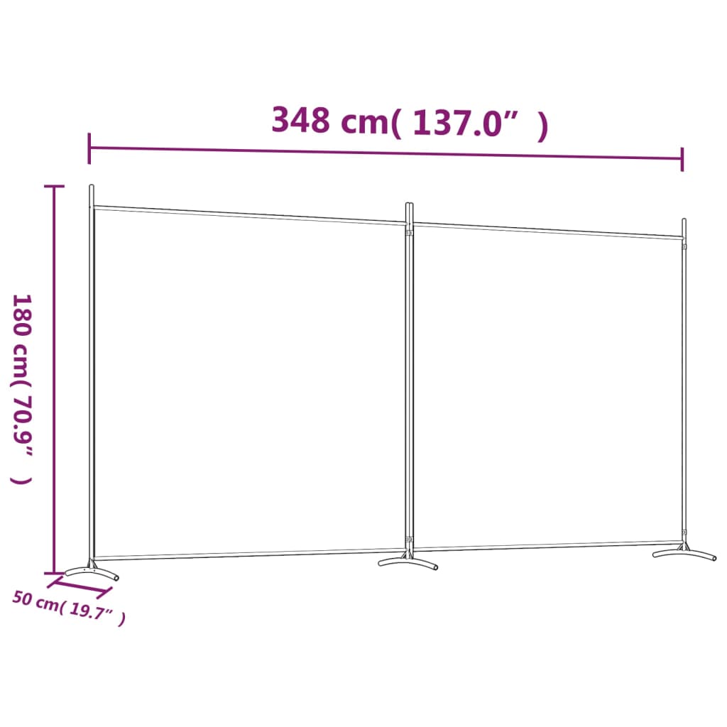 2-tlg. Paravent Weiß 348x180 cm Stoff