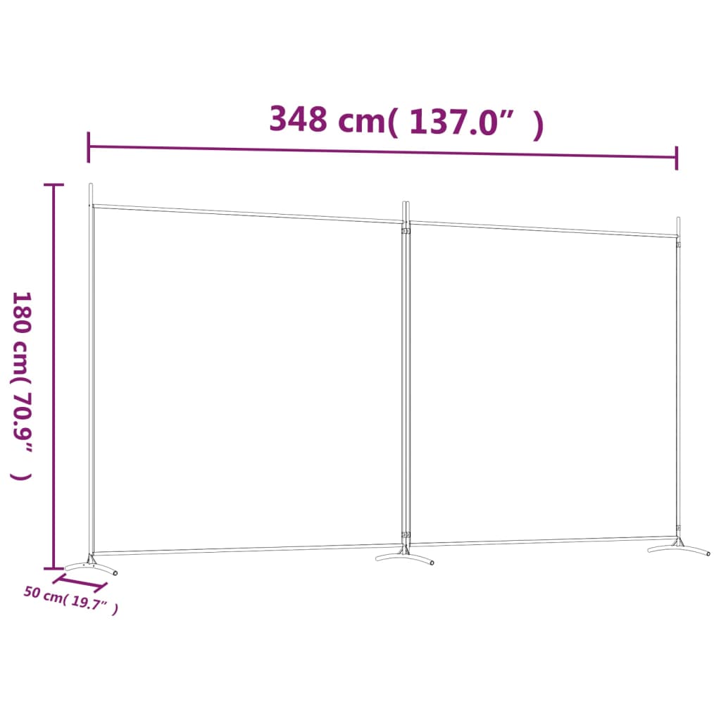 vidaXL 2-tlg. Paravent Braun 348x180 cm Stoff