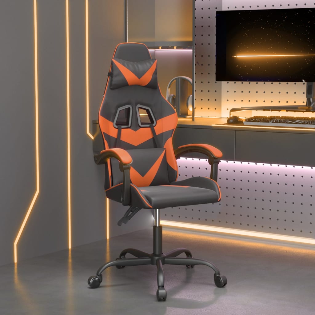 Gaming-Stuhl Drehbar Schwarz und Orange Kunstleder