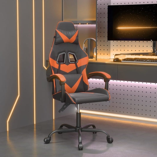 Gaming-Stuhl Drehbar Schwarz und Orange Kunstleder
